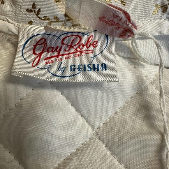 Vintage Girls 6X Short Quilted Bed Jacket Robe White Gold Made in USA‎ NEW - Picture 5 of 9